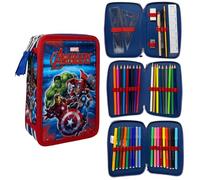 Astuccio Avengers Marvel 3 zip per la scuola completo 44 pezzi di cancelleria penna Papermate pennarelli giotto accessorio per bambini e ragazzi