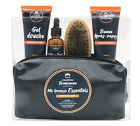 Astuccio Barba Uomo Essenziale - Kit completo Gel Doccia, Olio per Barba, Spazzola da Barba, Balsamo Dopobarba - Cura viso uomo - Fragranza Freschezza Sport - Manutenzione Barba, French Trendy