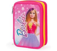 Giochi Preziosi Astuccio 3 zip Barbie – completo, 18 matite e 18 pennarelli, penna cancellabile