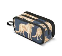 Astuccio blu con labrador Golden Retriever, grande capacità, per ragazzi e ragazze, astuccio a 3 scomparti, per studenti, cancelleria, pennarelli, per scuola, ufficio, lavoro, Labrador Golden