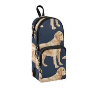 Astuccio blu con labrador Golden Retriever, grande capacità, portapenne con scomparto per studenti, a forma di zaino, organizer per cancelleria, astuccio per matite e pennarelli, per scuola, ufficio,