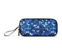 Astuccio blu in nylon con glitter finti per bambini ad alta capacità con cerniera a rete astuccio per cancelleria organizer per ragazzi della scuola media