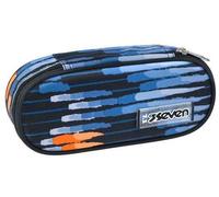 Seven Portapenne Scuola Round Plus, Blu, Freethink Boy, Bustina Ovale Con Tasca Interna ed Elastici Porta Penne, Accessori Zaino, Elementari, Medie, Superiori, Bambino Ragazzo