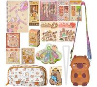 Astuccio Capibara con Accessori Capibara Cancelleria Penne Capibara Astuccio,Penne Cancellabili,Segnalibri,Block Notes,Adesivi,Badge,Portachiavi,Cose per la Scuola,Regalo Scuola Cancelleria