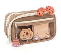 Astuccio Capybara, Astuccio Portamatite Cartoon, Simpatico Astuccios Capybara Con 9 Scomparti, Adesivo, Portachiavi, Nota Adesiva, Bambola, Spille Per Bambini