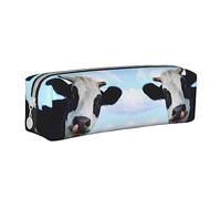 Astuccio carino con mucca carina, borsa per il trucco con pelle stampata con cerniera per donna uomo