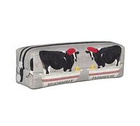 Astuccio carino con mucca carina, borsa per il trucco con pelle stampata con cerniera per donna uomo