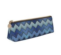 Astuccio carino con stampa in denim blu sfumato astuccio estetico astuccio speciale astuccio piccolo astuccio per matite durevole astuccio con cerniera per donne ufficio lavoro e studio, bianco,