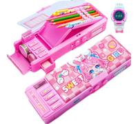 Astuccio Cartoleria Organizer con Scomparti Pulsante,Astuccio Pop out Multifunzionale, Astucci Cancelleria con Blocco Password Bambini Ragazze Studenti, Regalo di Compleanno