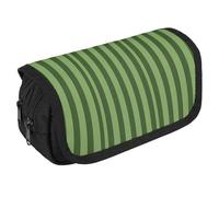 Astuccio classico a righe verdi grande capienza astuccio carino con 3 scomparti forniture per ufficio grandi tasche per matite con cerniera astuccio in tessuto per adulti portatile