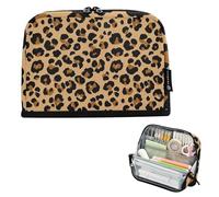 Astuccio classico leopardato a pois marroni marrone marrone chiaro astuccio con cerniera grande per ragazze aula portapenne ufficio bambini rientro a scuola forniture organizer