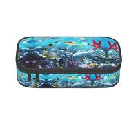 Astuccio colorato 3D con stampa di pesci tropicali con paesaggio di mare e pesci tropicali - Tessuto Oxford, spazioso e design per riporre in modo organizzato
