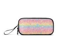 Astuccio colorato arcobaleno con cuore grande capacità astuccio con cerniera scomparti per cancelleria per bambini adolescenti scuola, Multicolore, Taglia unica, regolare