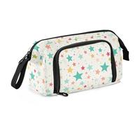 Astuccio colorato con bella stella in stile cartone animato, grande capacità, astuccio con cerniera per la scuola dei bambini, Multicolore, Taglia unica, moderno
