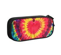 Astuccio colorato con cuore tie dye, per ragazzi e ragazze, grande astuccio per penne da scrivania, organizer per cancelleria, astuccio per scuola e ufficio, borsa per il trucco con cerniera, Nero