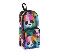 Astuccio colorato con faccia di panda, grande capacità, con scomparto per studenti, a forma di zaino, organizer per cancelleria e pennarelli, per scuola, ufficio, lavoro, Colorato Panda Face, Taglia