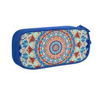Astuccio colorato con mandala per ragazzi e ragazze con fiore etnico grande portapenne da scrivania cancelleria organizer per scuola ufficio borsa per trucco con cerniera, rosa, 21x5x10.5cm, Astuccio