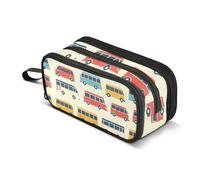 Astuccio colorato con veicolo e autobus, grande capacità, per ragazzi e ragazze, astuccio a 3 scomparti, astuccio per studenti, cancelleria, organizer per scuola, ufficio, lavoro, Autobus colorato