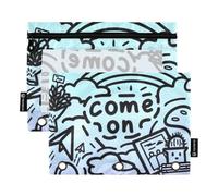 Astuccio colorato dipinto a mano per graffiti per raccoglitore con finestra trasparente, morbido astuccio trasparente con finestra trasparente e occhielli, 3 anelli, per scuola, scuola, ufficio