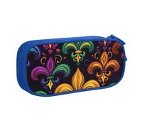 Astuccio colorato Mardi Gras per ragazzi e ragazze Fleur De Lis grande portapenne da scrivania cancelleria organizer astuccio per scuola ufficio borsa per trucco con cerniera, rosa, 21x5x10.5cm
