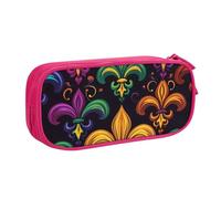 Astuccio colorato Mardi Gras per ragazzi e ragazze Fleur De Lis grande portapenne da scrivania cancelleria organizer astuccio per scuola ufficio borsa per trucco con cerniera, Blu, 21x5x10.5cm