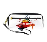 Astuccio colorato per matite, pianoforte, tromba, sassofono, chitarra, violone, penna, astuccio in pelle PU con cerniera, per ragazzi e ragazze, per scuola e ufficio