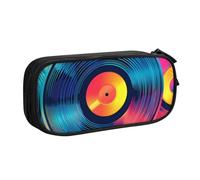 Astuccio colorato Viny CD per ragazzi e ragazze con disco musicale grande astuccio portapenne da scrivania organizer per cancelleria astuccio per scuola ufficio borsa per trucco con cerniera, Nero