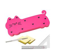 Astuccio compatto a forma di gatto, organizer per scuola, studio, casa, dormitorio, in morbido silicone con costruzione, borsa portaoggetti leggera, con scomparti multipli, per ragazzi e studenti