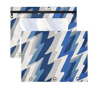 Astuccio con 3 occhielli rinforzati, 3 fori, per lettere formato A4, confezione da 2 pezzi, per studenti, classe divertente, a righe, blu tuono