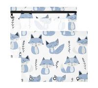 Astuccio con 3 occhielli rinforzati, in plastica, per lettere A4, confezione da 2 pezzi, per studenti, classe Jon Klassen, volpe, celeste, lavanda, bianco