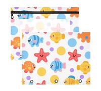 Astuccio con 3 occhielli rinforzati, perforatore a 3 fori, per lettere A4, confezione da 2 pezzi, per insegnanti, casa, cartone animato, carino, colorato, pesce e stella marina