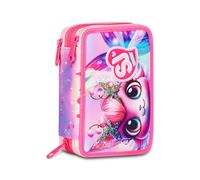 SJ GANG STYLE JAM GANG Astuccio Scuola 3 Zip Cat Led, Rosa, Portapenne Triplo Scomparto Completo Di Penne, Matite, Colori, Accessori Zaino, Scuola Elementare, Bambina