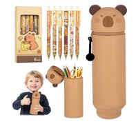 Astuccio con 6 Accessori, Astuccio 2 in 1 in Morbido Silicone, AStuccio Kawaii, Forniture per Ufficio, Scuola e Casa per Bambini e Adulti