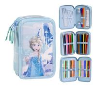Astuccio con accessori Giotto Frozen con pennarelli, penne e matite colorate | Astuccio triplo per bambini con design Disney, FROZEN, 12.5x6.5x19.5 cm, Licenza