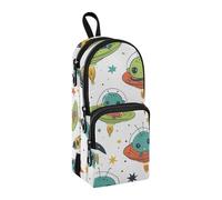 Astuccio con astronave, grande capacità, con scomparto per studenti, a forma di borsa per la scuola, per cancelleria, per scuola, ufficio, lavoro, Rockets Aliens Astronave, Taglia unica, Valigetta
