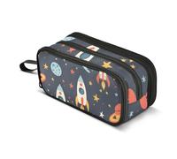 Astuccio con astronave Rocket Planet, grande capacità, per ragazzi e ragazze, astuccio a 3 scomparti, per studenti, cancelleria, per scuola, ufficio, lavoro, Astronave Rocket Planet, Taglia unica,