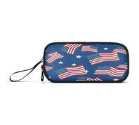 Astuccio con bandiera americana, rosso e blu, astuccio con scomparti, astuccio per matite