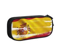 Astuccio con bandiera della Spagna con cerniera, astuccio rosa di grande capacità, per scuola, ufficio e viaggi, Nero , Taglia unica, Organizer per borse