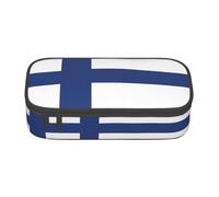 Astuccio con bandiera finlandese di grande capacità, per cancelleria, con cerniera, per ragazzi, ragazze, studenti, scuola, Nero , Taglia unica, Valigia