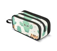 Astuccio con cactus in stile cartone animato, con simpatico volto di tigre, grande capacità, per ragazzi e ragazze, astuccio a 3 scomparti, astuccio per studenti, cancelleria per scuola, ufficio,