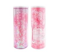 Astuccio con calcolatrice e blocco password, organizer trasparente da scrivania per materiale scolastico, per ragazze, ragazzi e bambini (supporto cilindrico in piedi) (rosa Sakura)