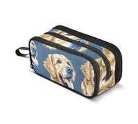 Astuccio con cane Labrador Golden Retriever, grande capacità, per ragazzi e ragazze, astuccio a 3 scomparti, astuccio per studenti, cancelleria per scuola, ufficio, lavoro, Labrador Golden Retriever
