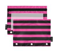 Astuccio con cerniera a 3 anelli con finestra trasparente nero e linee delle regole della pesca, astuccio trasparente con finestra e occhielli astuccio a 3 anelli per scuola e ufficio, multicolore, 2