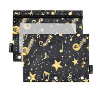 Astuccio con cerniera a 3 anelli raccoglitore con finestra trasparente motivi musicali stelle natura astuccio con cerniera finestra trasparente e occhielli astuccio 3 per ufficio forniture scolastiche
