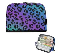 Astuccio con cerniera a pois neri leopardati blu sfumato grande astuccio per matite carino portapenne per ragazze cartoni animati cancelleria per bambini forniture per il rientro a scuola