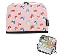 Astuccio con cerniera, astuccio per matite e matite, carino astuccio per penne per ragazze, viaggi, adulti, bambini, per il rientro a scuola, carino colorato, fungo rosa