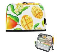 Astuccio con cerniera, astuccio per matite e matite, grazioso astuccio per ragazze, cancelleria per adulti, bambini, per il rientro a scuola, acquerello, giallo, mango, frutti bianchi