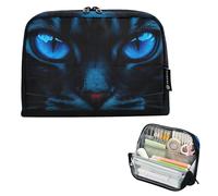Astuccio con cerniera Astuccio per matite Misterioso Blu Brillante Occhi di Gatto Astuccio per matite Borsa per penne in classe Ragazzi Giapponese Rientro a scuola Adulti Forniture per ufficio