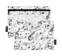 Astuccio con cerniera con finestra trasparente alla moda per spartiti musicali bianchi, grande capacità, 3 anelli, per riporre forniture scolastiche e ufficio, multicolore, 2 pezzi