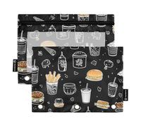 Astuccio con cerniera con finestra trasparente in bianco e nero per hamburger patatine fritte drink astuccio trasparente con finestra e occhielli 3 fori cartelle perforate per ufficio forniture